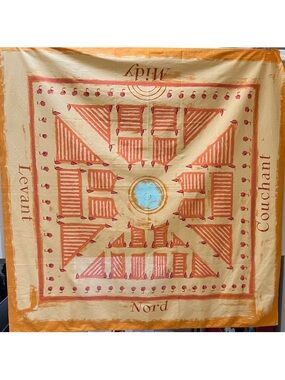Pierre Frey Paris FRENCH GARDEN Tablecloth Cotton 67" Square Orange Gold Fall